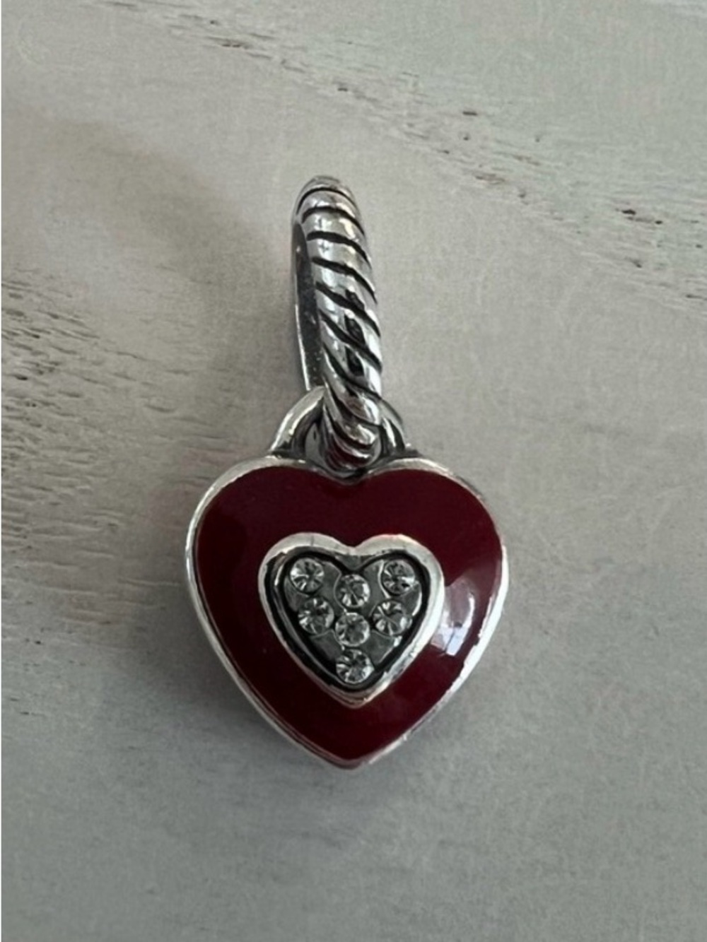 ❤️ BRIGHTON RED HEART SLVR SWAROVSKI CRYSTAL Charm for Charm Bracelet!